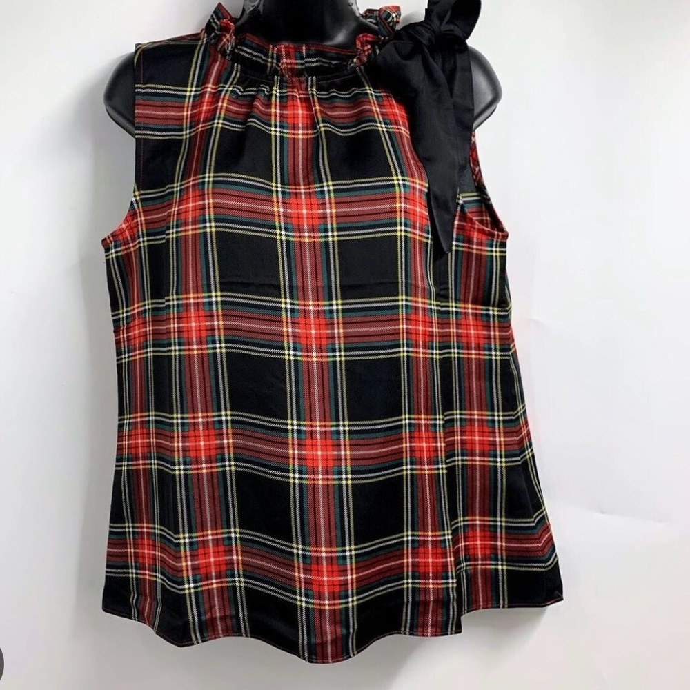 J . CREW size M  woman Plaid Sleeveless Top with Bow Accent